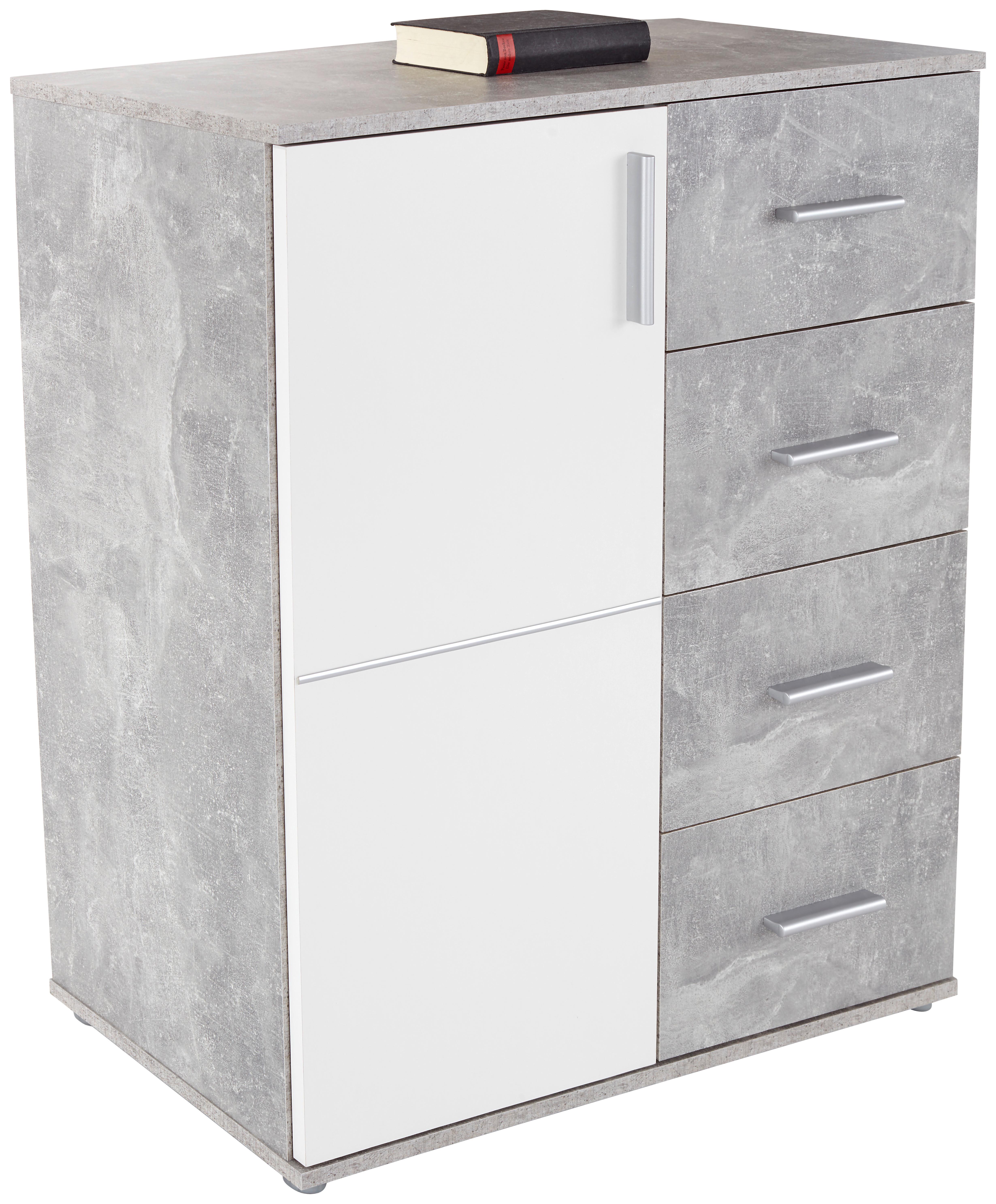 Kommode B 88,2cm Ina Beton Optik/Weiß - Weiß/Grau, MODERN, Holzwerkstoff (88,2/95,2/38,3cm)