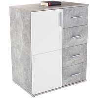 Kommode B 88,2cm Ina Beton Optik/weiß - Weiß/Grau, MODERN, Holzwerkstoff (88,2/95,2/38,3cm)