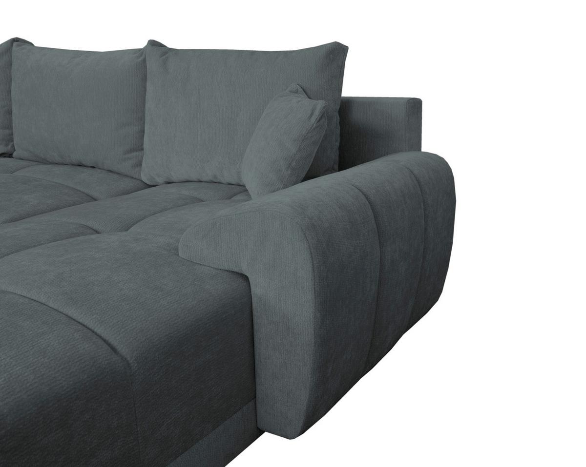 Rohová sedačka BONN, oboustranná, šedá žinylka - šedá/černá, Moderní, textil/plast (296/182cm)