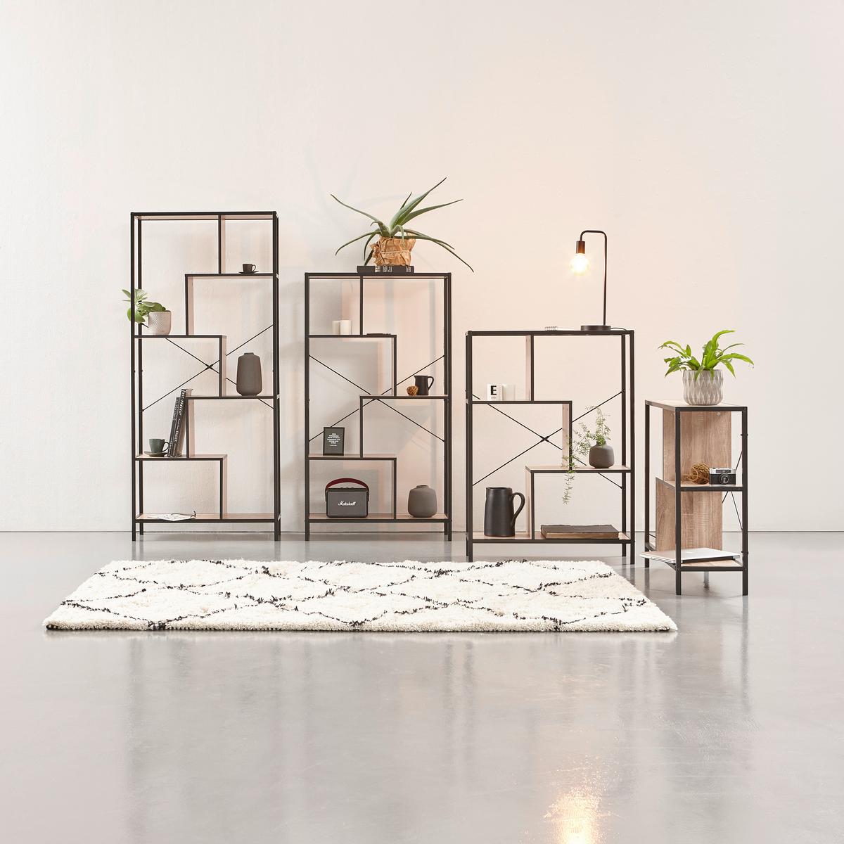 Regal Industrial IIi B: 80 cm Eiche Dekor/Schwarz - Eichefarben/Schwarz, LIFESTYLE, Holzwerkstoff/Metall (80/113/30cm) - MID.YOU