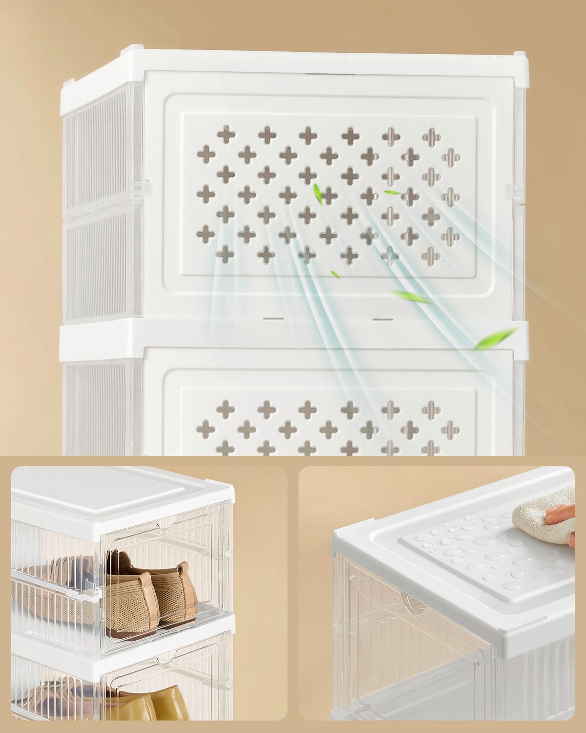 Schuhregal Weiß, Transparent B: 25,5cm - Transparent/Weiß, Basics, Kunststoff (25,5/105/35,5cm)