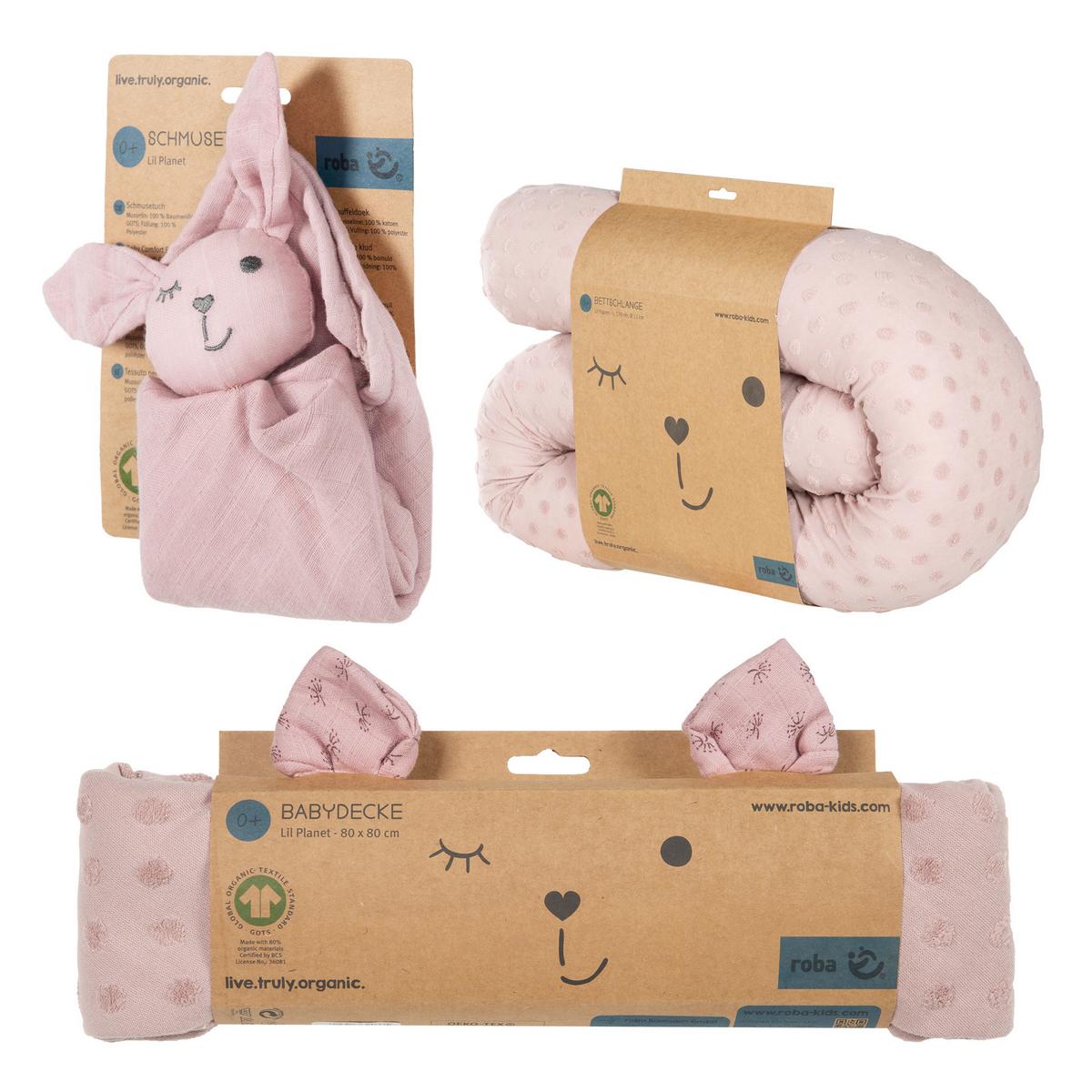 Geschenkset rosa/Mauve Kuscheln & Spielen 3-Teilig. - Altrosa, MODERN, Textil - Roba