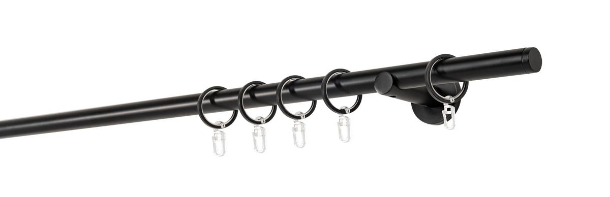 Rundstangengarnitur Schwarz L: 100 Cm - Schwarz, Basics, Metall (100cm)