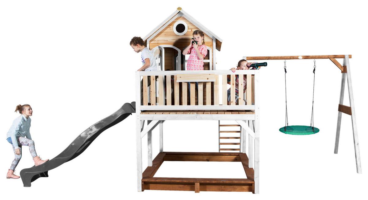 Spielturm A030.154.81 - Braun/Weiß, KONVENTIONELL, Holz (613/291/277cm) - Ambia Garden