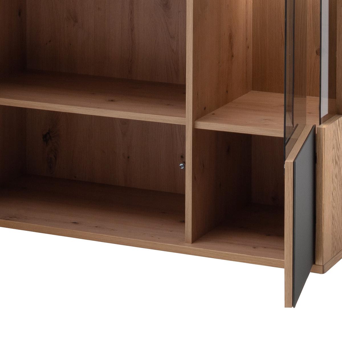 Highboard Echtholz B: 94 cm Valencia Anthrazit/Eiche - Eiche Bianco/Anthrazit, Design, Glas/Holz (94/120/37cm) - MID.YOU