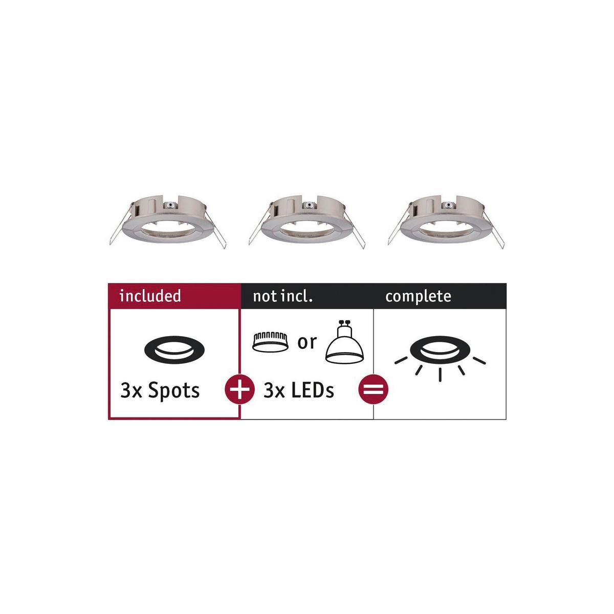 Deckenleuchte 3er-Set Ø 8,4 cm 3-Flammig - Alufarben, Basics, Metall (8,4cm) - Paulmann