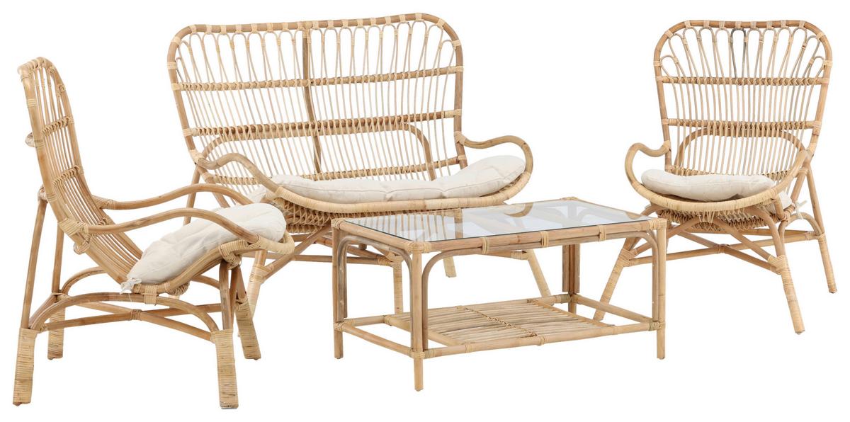 Loungegarnitur 4-tlg Ella Aus Holz Mit Kissen - Braun, KONVENTIONELL, Holz - Gardenson