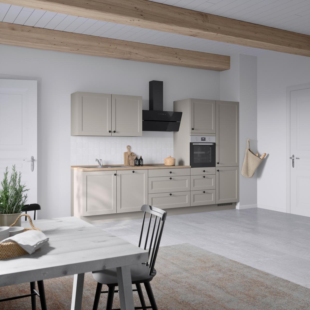 Kuchyňská linka 330 cm, kamenná sivá supermatná - šedá/černá, Moderní, kov/kompozitní dřevo (330cm) - Nobilia