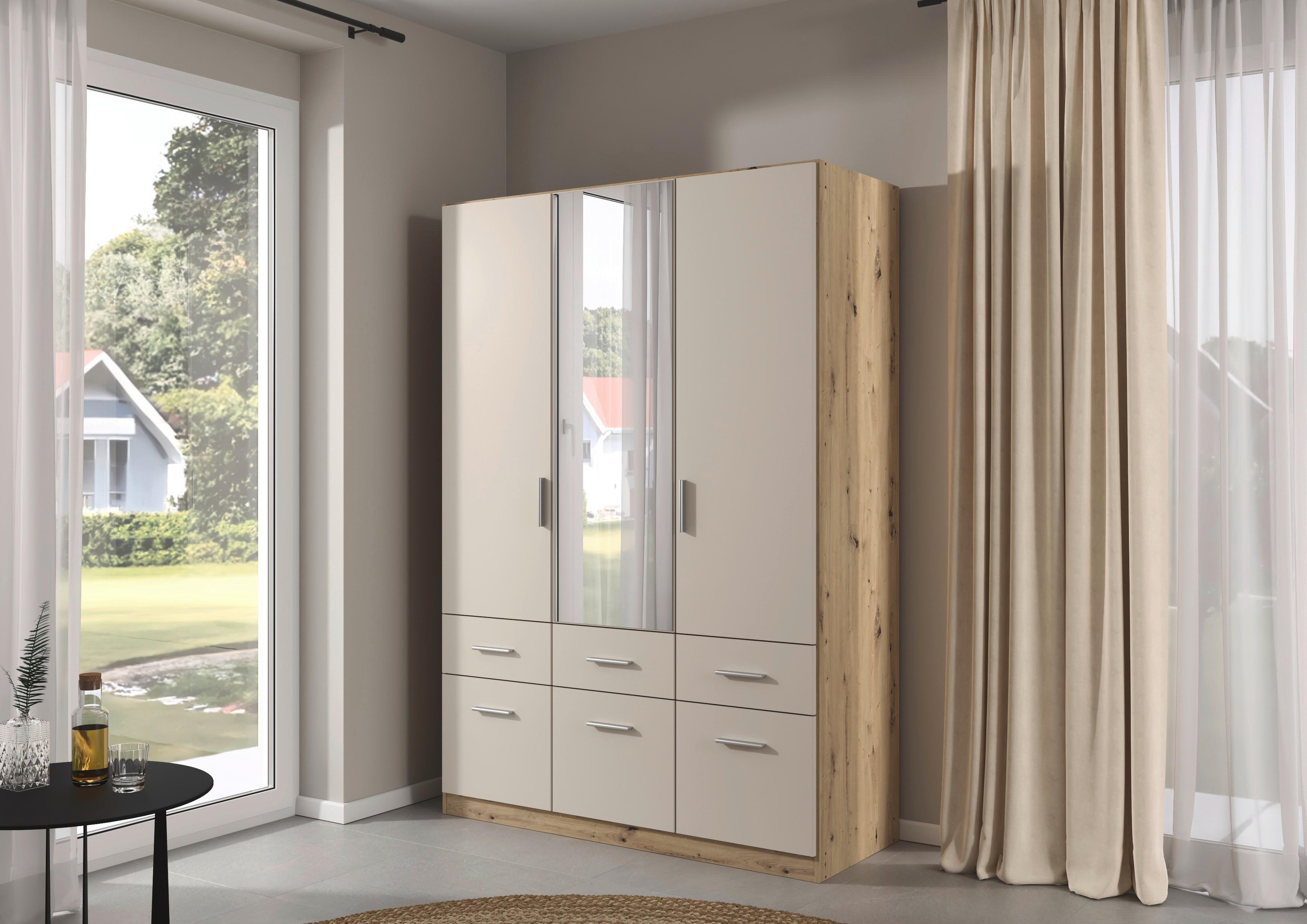 Kleiderschrank Celle Matt Champagner B: 136 cm - Champagner/Eiche Artisan, Trend, Holzwerkstoff (136/197/54cm)