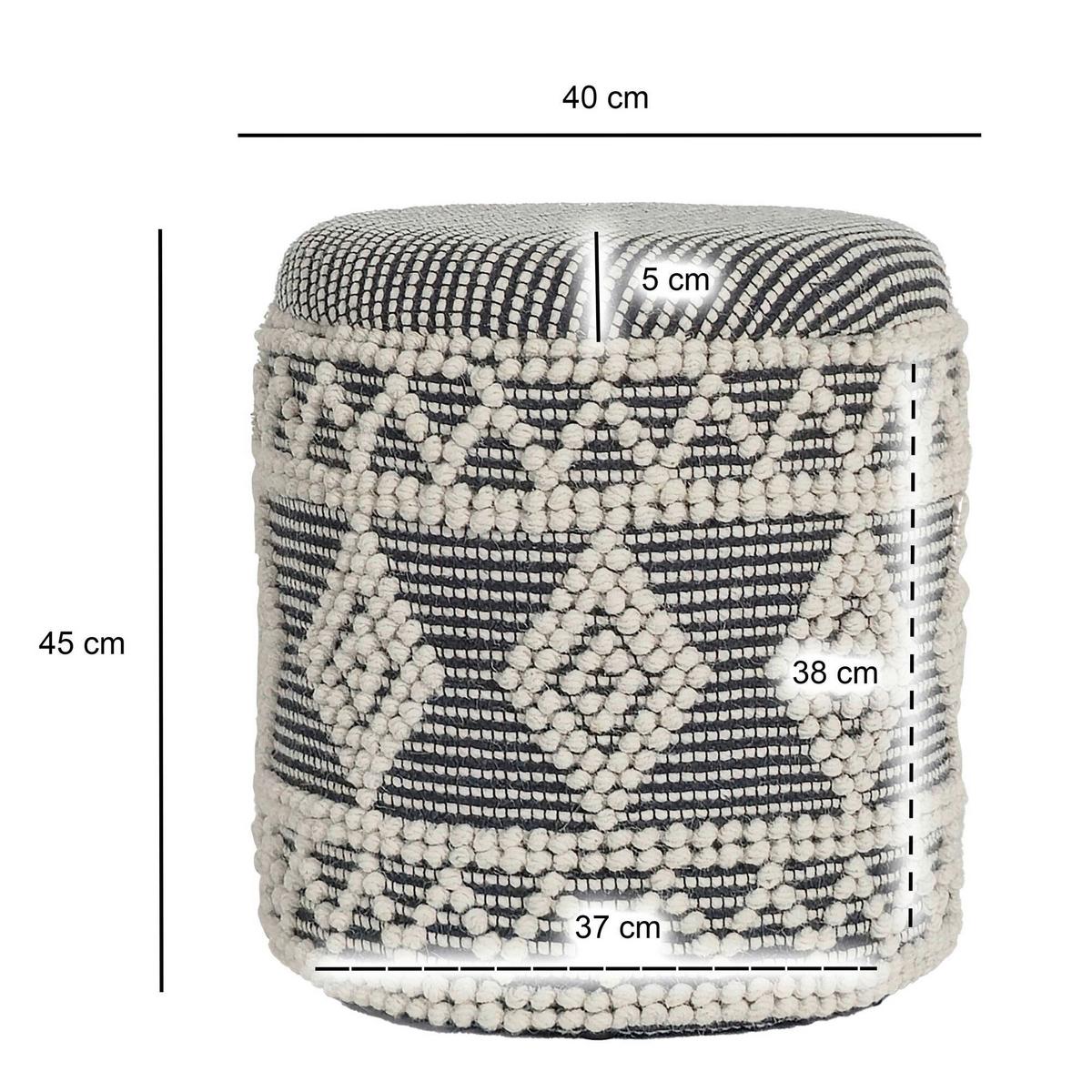 Hocker Creme, Schwarz B: 40cm - Creme/Schwarz, Design, Textil (40/45/40cm) - MID.YOU