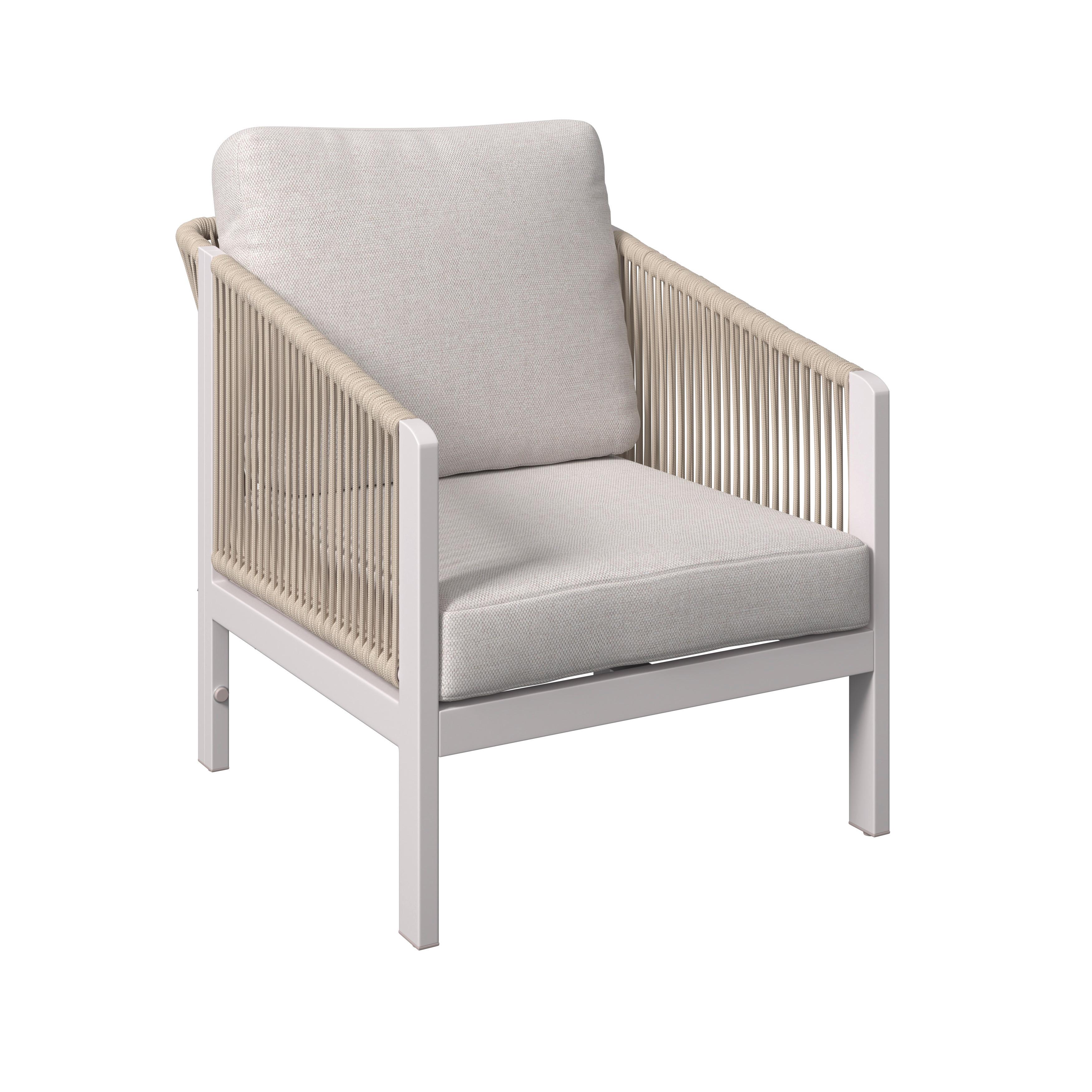 Loungesessel Palma - Hellbraun/Weiß, MODERN, Textil/Metall (65/67/80cm) - Beldano