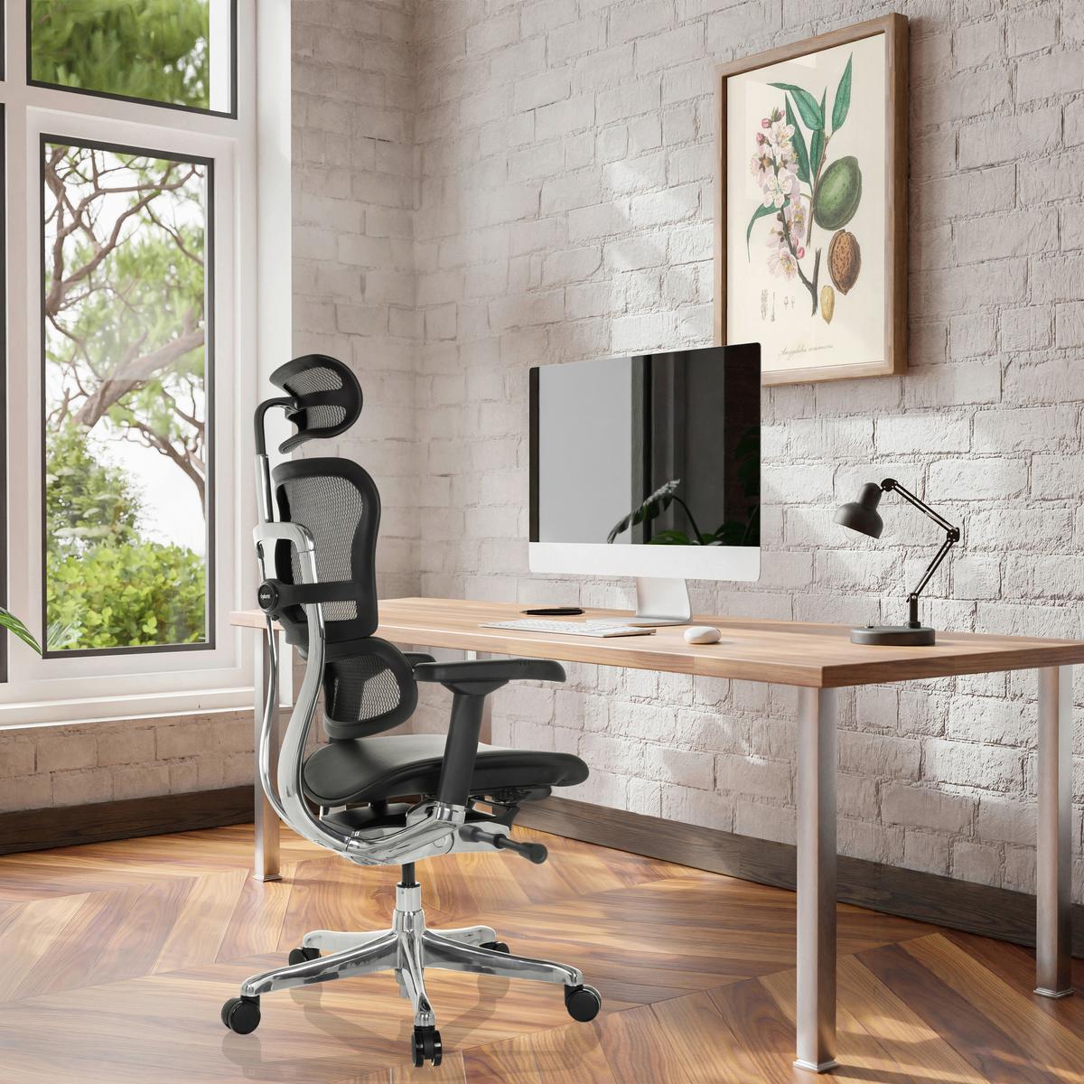 Drehstuhl Ergohuman Gen2 Schwarz B: 78 cm - Silberfarben/Schwarz, MODERN, Leder/Kunststoff (78/117 - 136/64cm) - MID.YOU