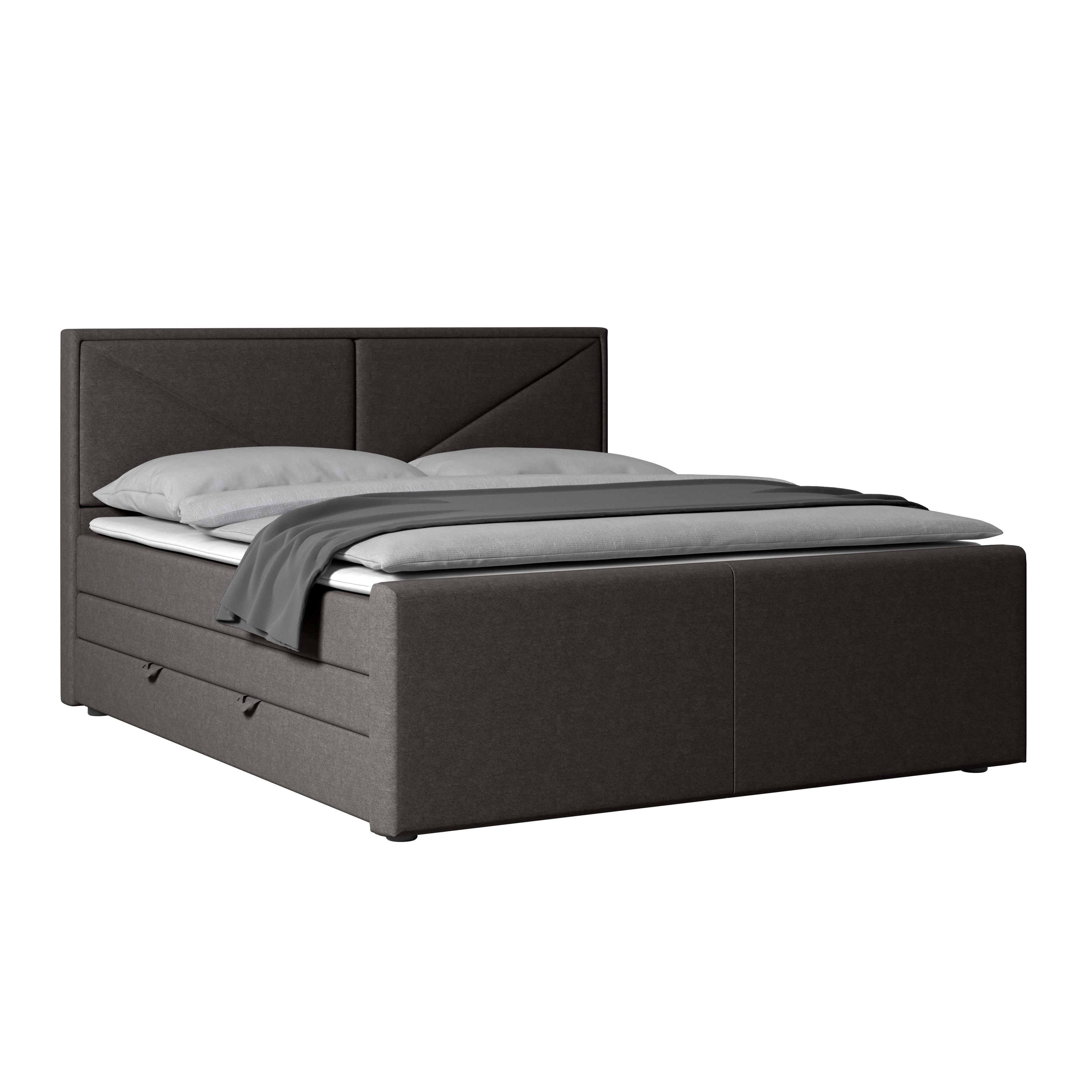 Boxspringbett Mit Bettkasten Lima 180x200 Cm Anthrazit - Anthrazit/Schwarz, MODERN, Holz/Kunststoff (180/200cm) - MID.YOU