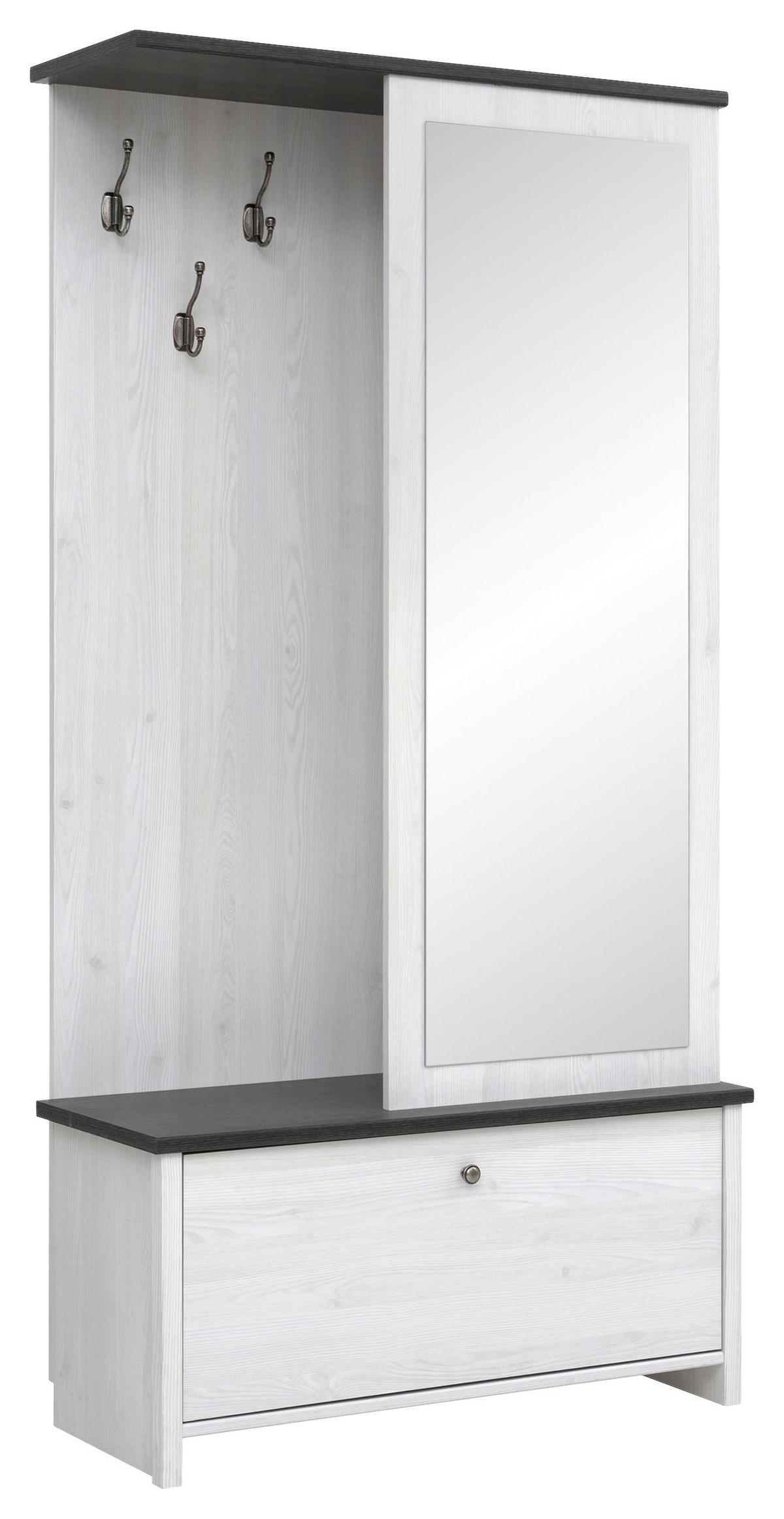 Garderobe Porto Hallway - Anthrazit/Weiß, Design, Holzwerkstoff (95,5/189,5/39,5cm)