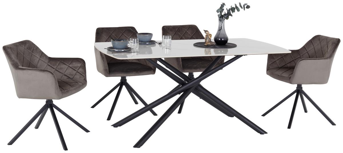 Étkezőasztal Mailand - fekete/fehér, Trend, fém/kerámia (160/75/90cm) - Nedis SmartLife