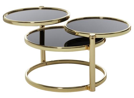 Beistelltisch Schwenkbar mit 3 Glasplatten Susi, Schwarz/Gold - Goldfarben, Design, Glas/Metall (58/43/58cm) - Livetastic Beistelltisch Schwenkbar mit 3 Glasplatten Susi, Schwarz/Gold - Goldfarben, Design, Glas/Metall (58/43/58cm) - Livetastic
