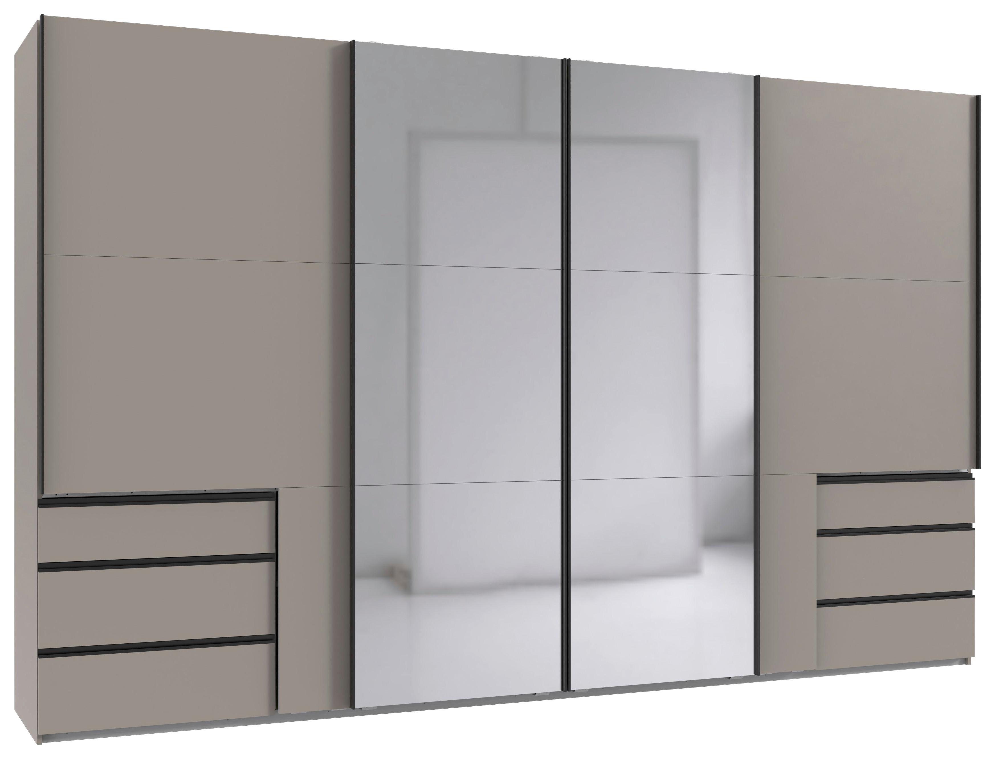 Schwebetürenschrank Level 36 A grau Dekor/Spiegel, B:350cm - Sahara, Basics, Glas/Holzwerkstoff (350/216/65cm) - MID.YOU