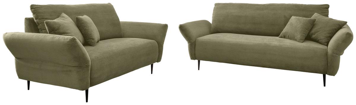 3-Sitzer-Sofa Vanilla Olivgrün, B: 201 cm - Schwarz/Olivgrün, Design, Textil (201/97/102cm) - Livetastic