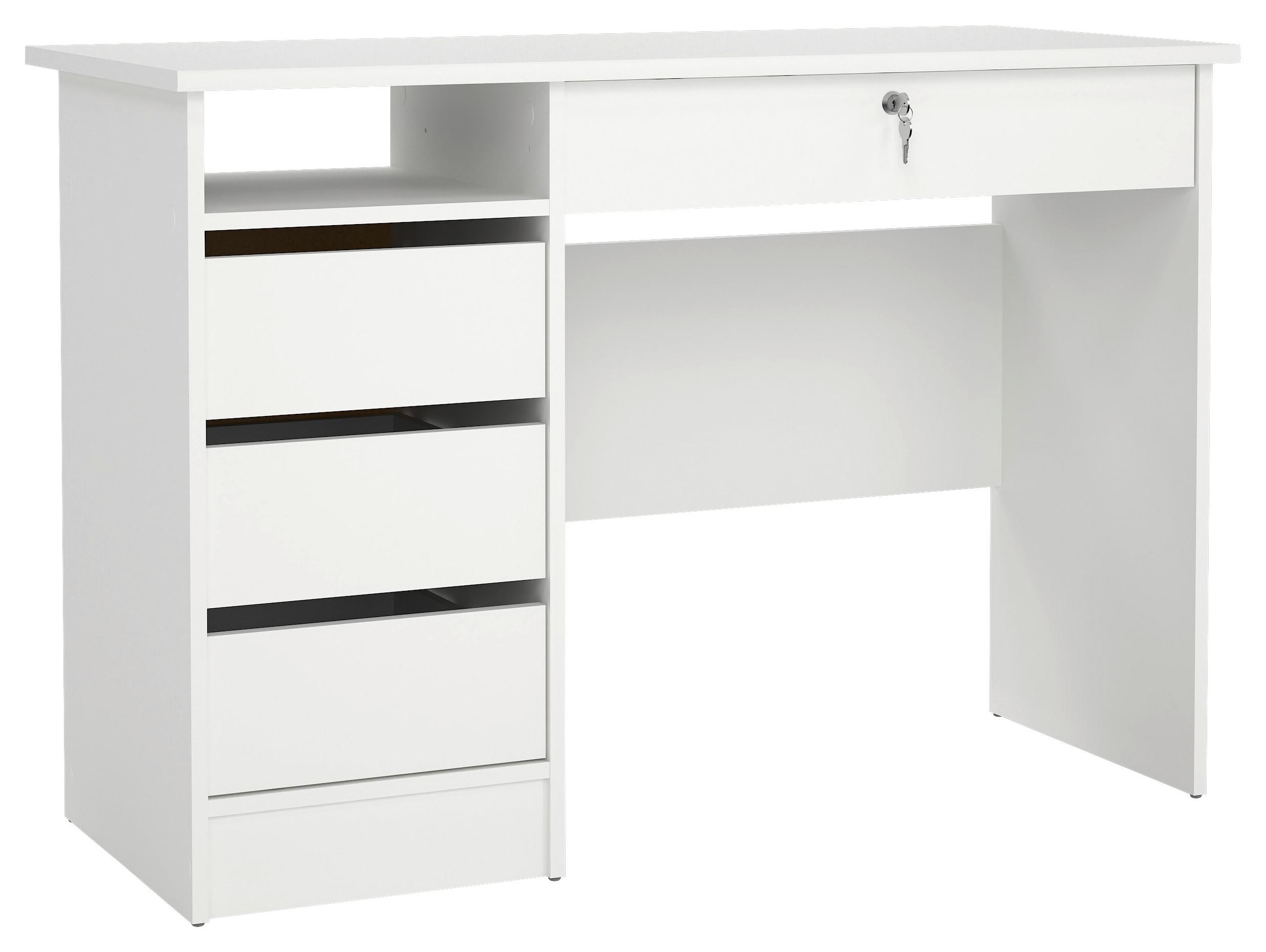 Schreibtisch mit Stauraum B 48,5cm H 75,6cm Weiß - Weiß, MODERN, Holzwerkstoff (109,3/48,5/75,6cm) - P & B