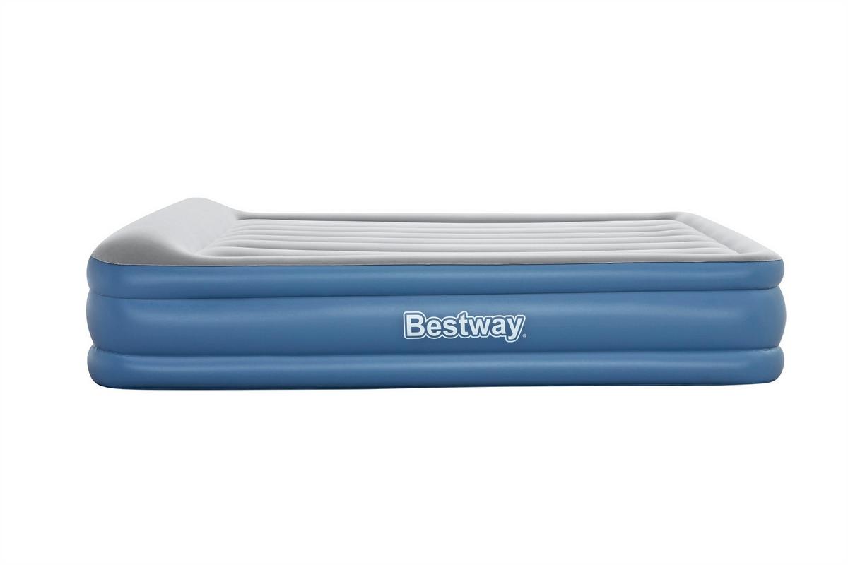 Luftmatratze Queen Built-in Ac Pump 203x152x46 Cm Bis 300 Kg - Blau/Grau, MODERN, Kunststoff (203/152/46cm) - Bestway