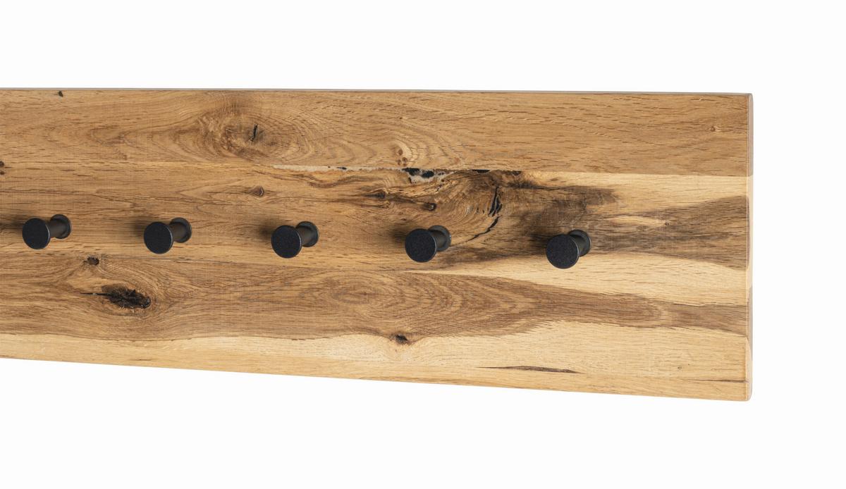 Garderobenpaneel Milano Eichefarben 7 Haken B: 86 cm - Eichefarben/Schwarz, Basics, Holz/Metall (80/20/6cm)