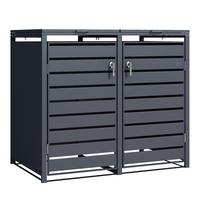 Aufbewahrungsbox Lucas 2x240 Liter - Anthrazit, Basics, Metall (132/80/116cm) - Ambia Garden