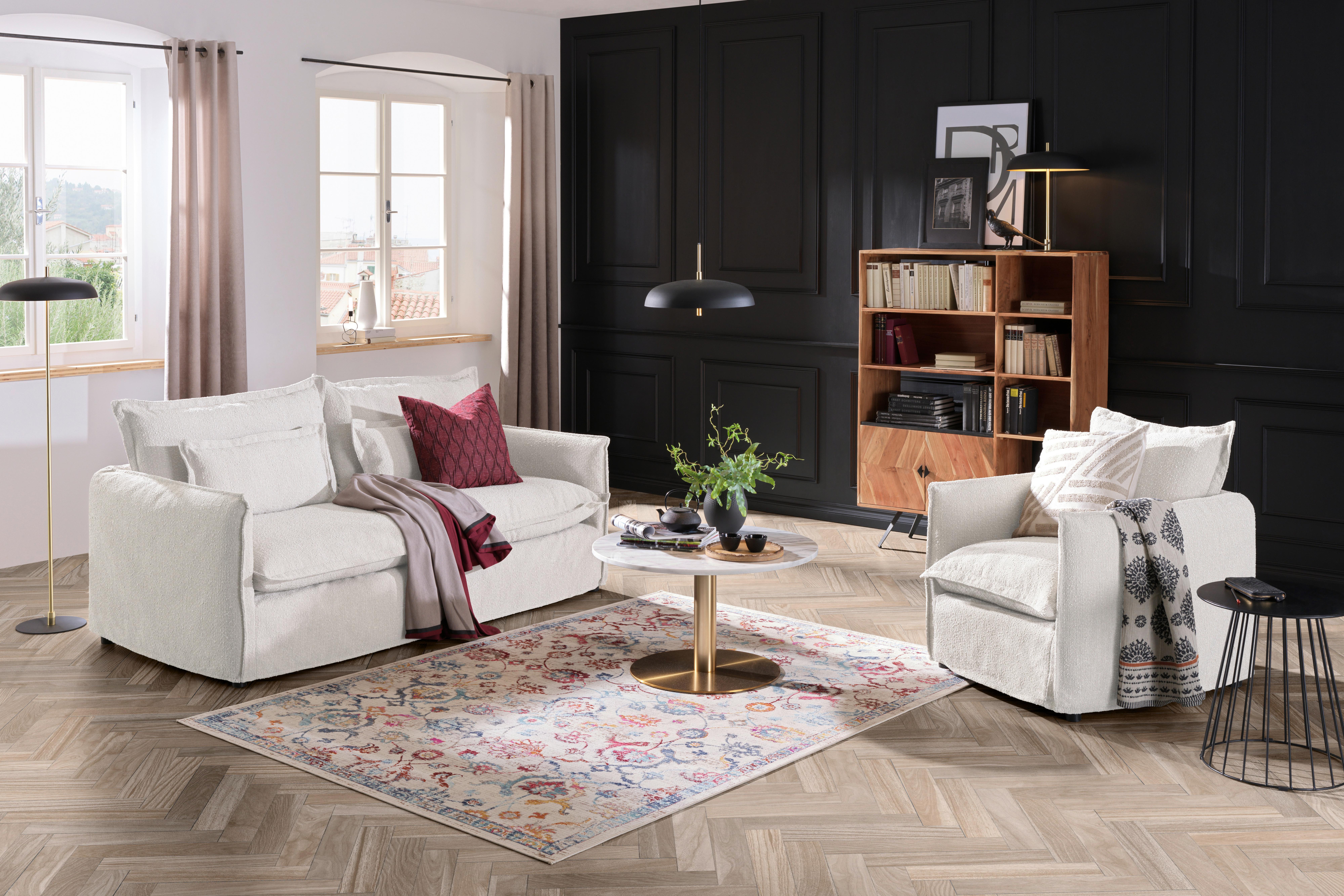 Sofa Toscana - Weiß, Trend, Textil (195/82/98cm) - Livetastic