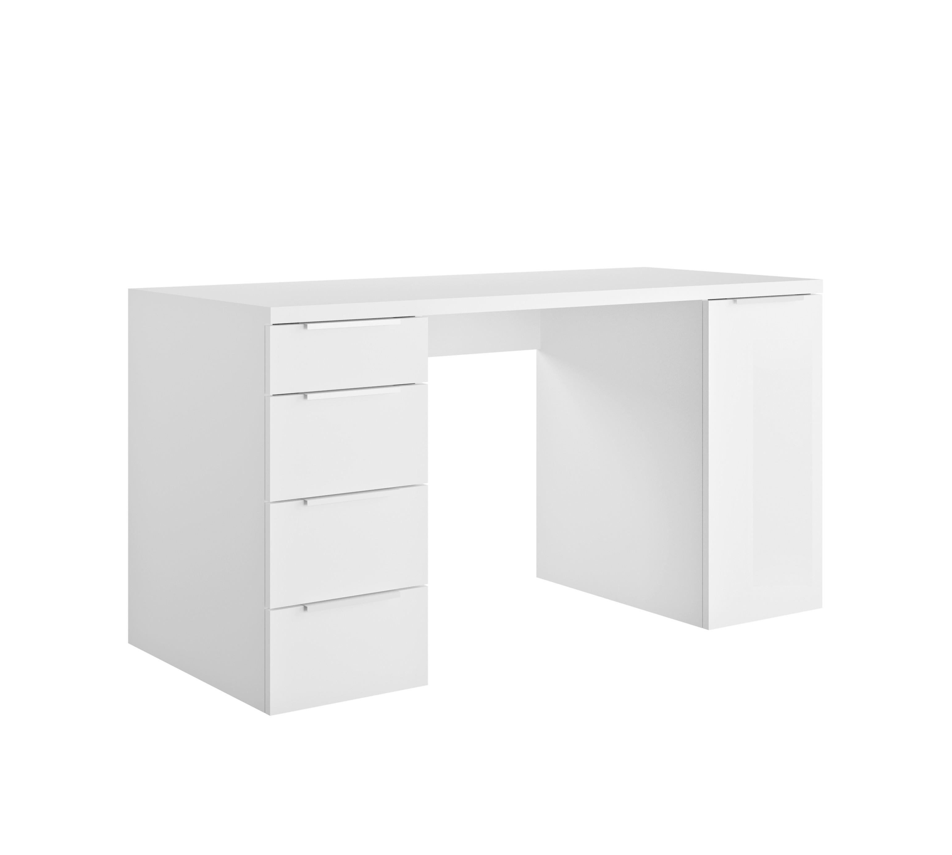 Íróasztal Espresso 146/75,4 Cm - magasfényű fehér, Konventionell, faalapú anyag (146/75,4/59,6cm)