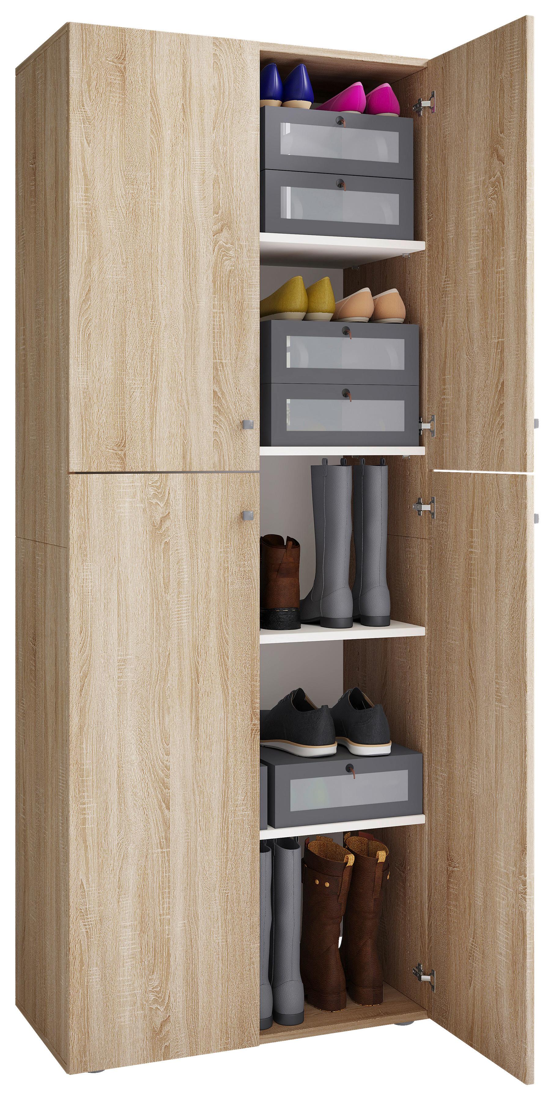 Schuhschrank Lona Eiche Dekor 4-Türig Hoch B: 70 cm