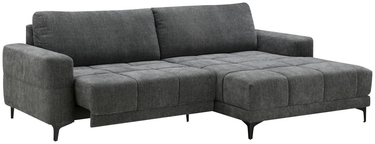 Ecksofa mit Relaxfunktion Chandler - Dunkelgrau/Schwarz, MODERN, Textil (246/165cm) - MID.YOU