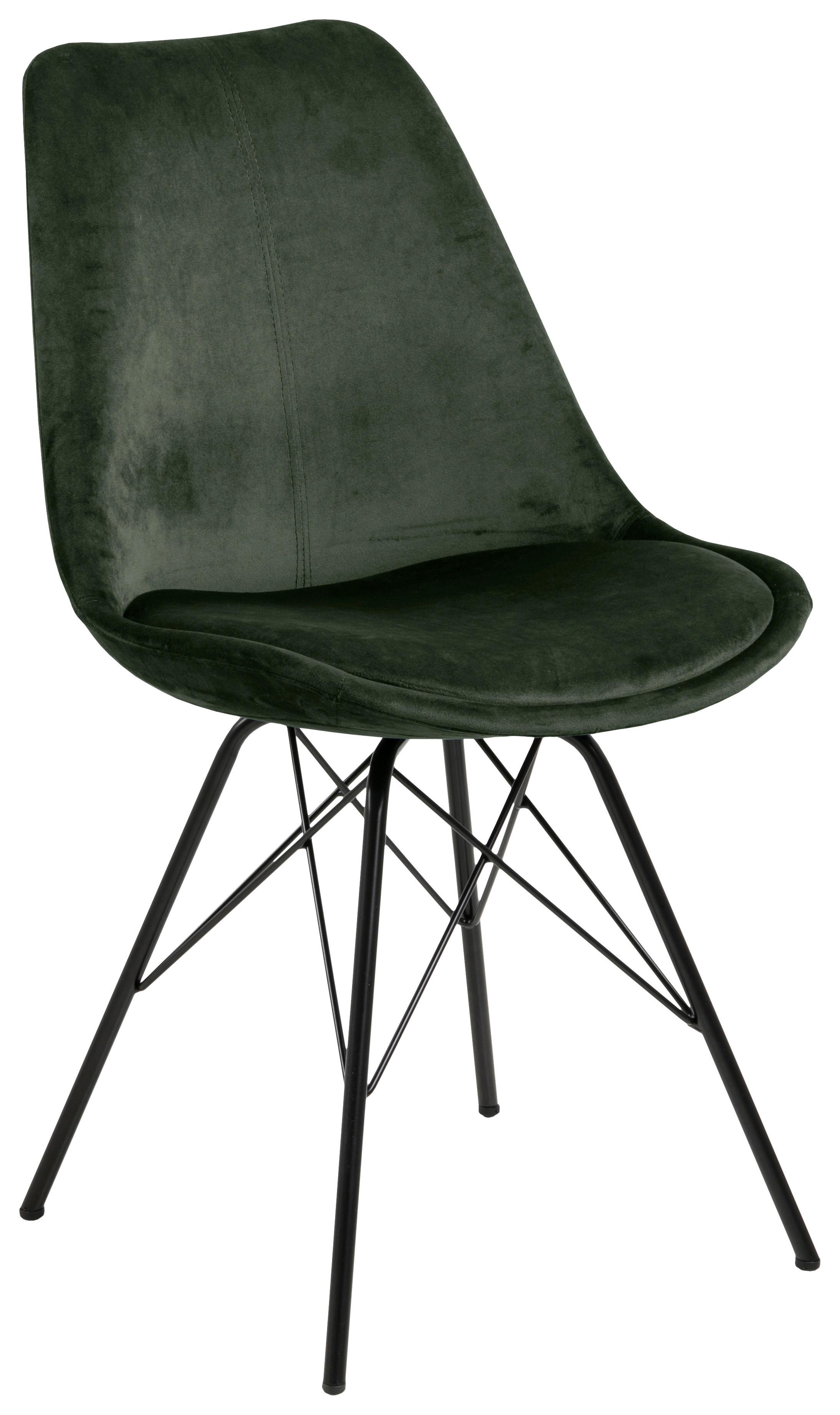 Jídelní Židle Eris Tmavě Zelená - černá/lesní zelená, Trend, kov/textil (48,5/85,5/54cm) - Carryhome