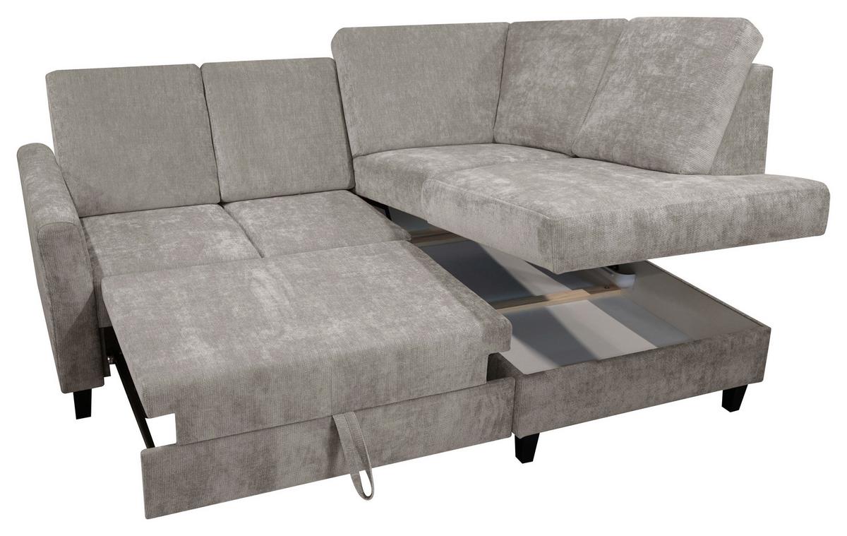 Rohová sedačka ALTON, pravá, sivohnedá ženilka - čierna/taupe, Konventionell, drevo/textil (211/91/166cm)