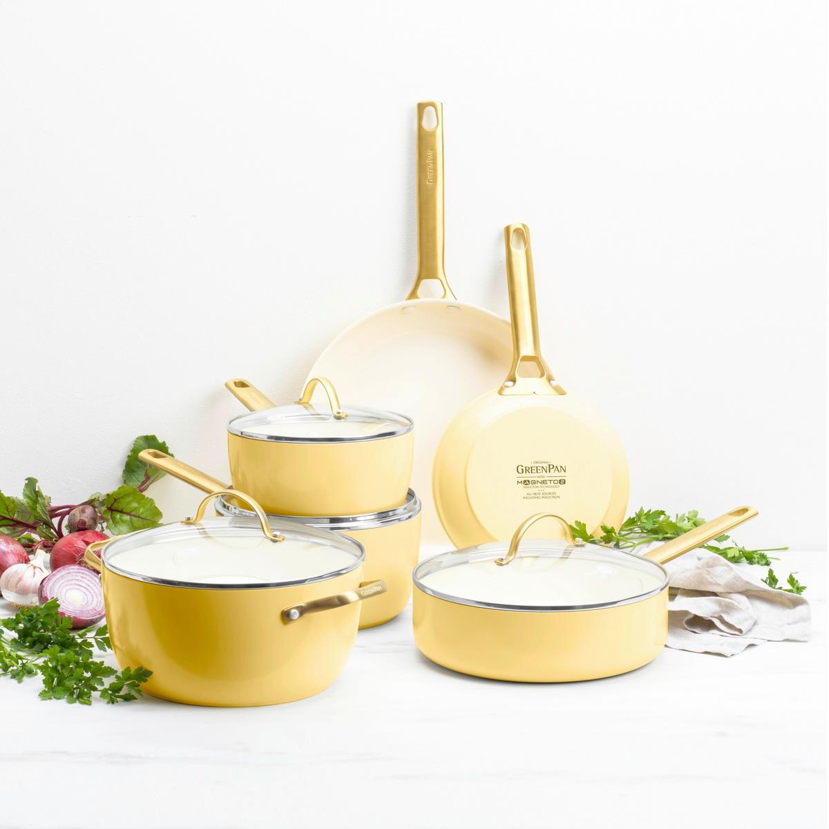 Kochtopfset 6-Teilig. gelb/Weiß/Gold - Gelb/Goldfarben, Basics, Metall - GreenPan