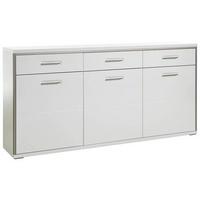 Sideboard 184 cm Trento Silberfarben/Weiß - Weiß Hochglanz/Silberfarben, Design, Holzwerkstoff/Metall (184/89/45cm) - Livetastic