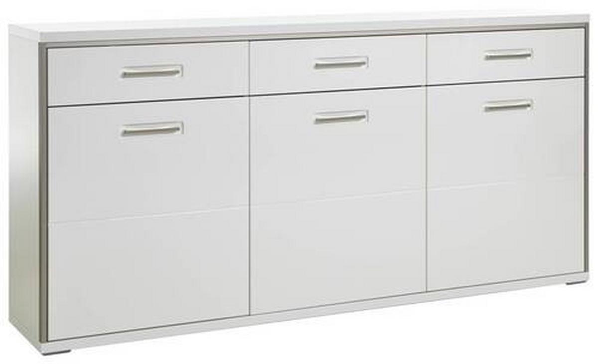 Sideboard 184 cm Trento Silberfarben/Weiß - Weiß Hochglanz/Silberfarben, Design, Holzwerkstoff/Metall (184/89/45cm) - Livetastic