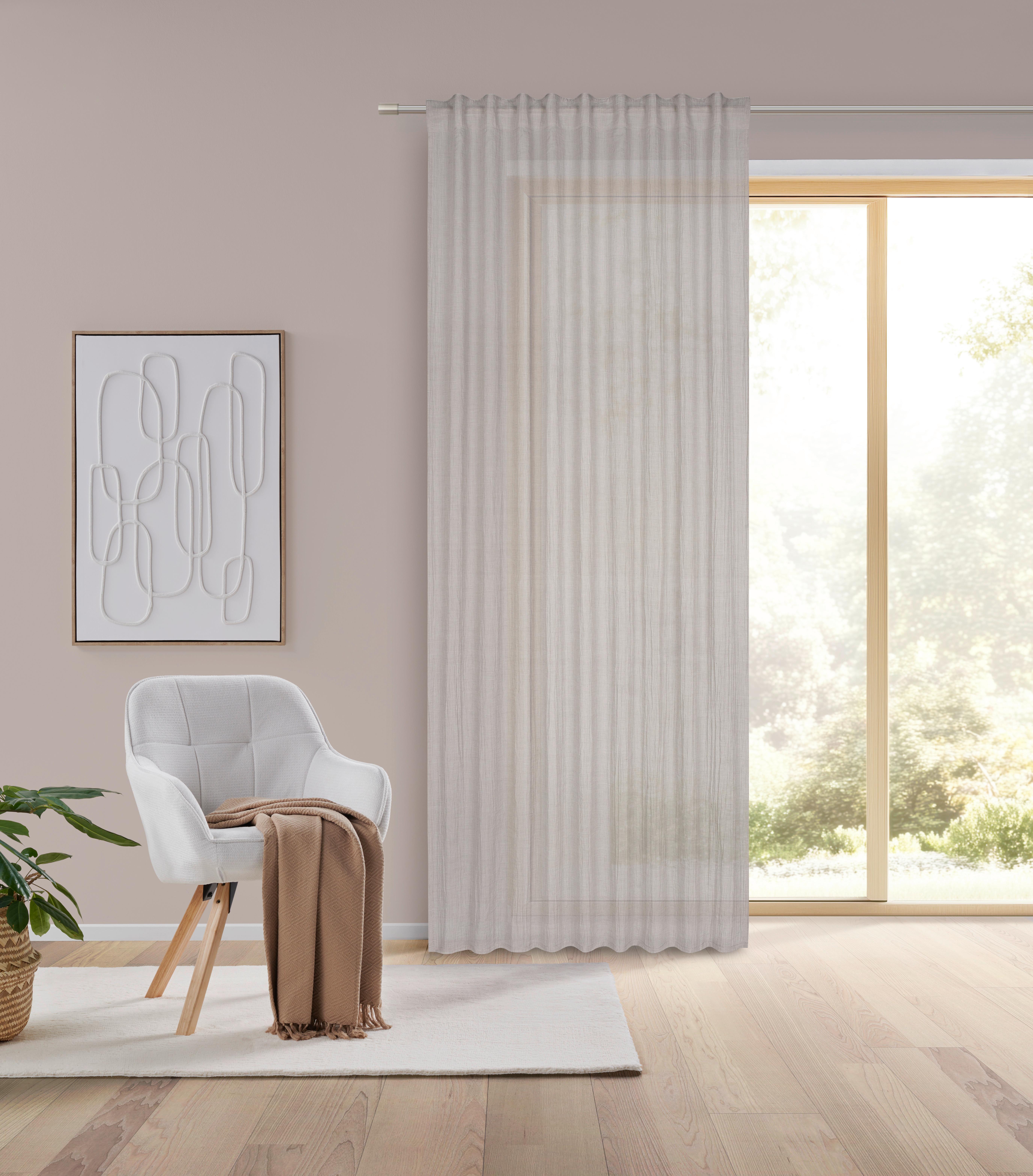 HOTOVÝ ZÁVES Ramona, 135/245cm, sivá - béžová, Modern, textil (135/245cm) - Modern Living