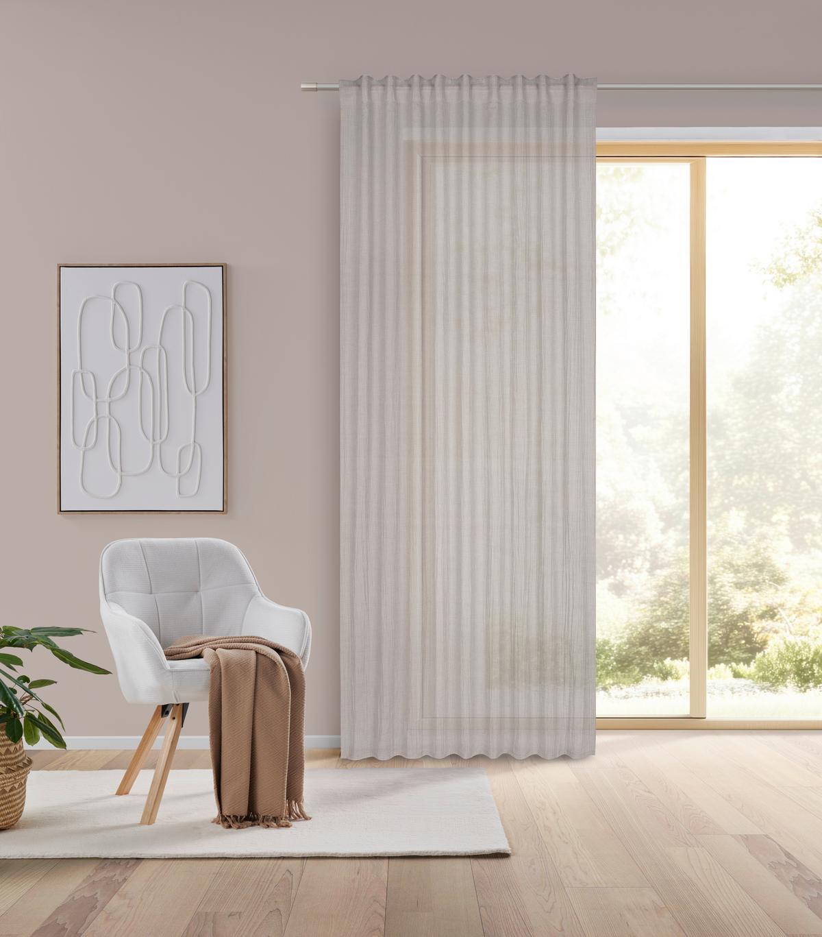 HOTOVÝ ZÁVĚS Ramona, 135/245cm, šedá - béžová, Moderní, textil (135/245cm) - Modern Living