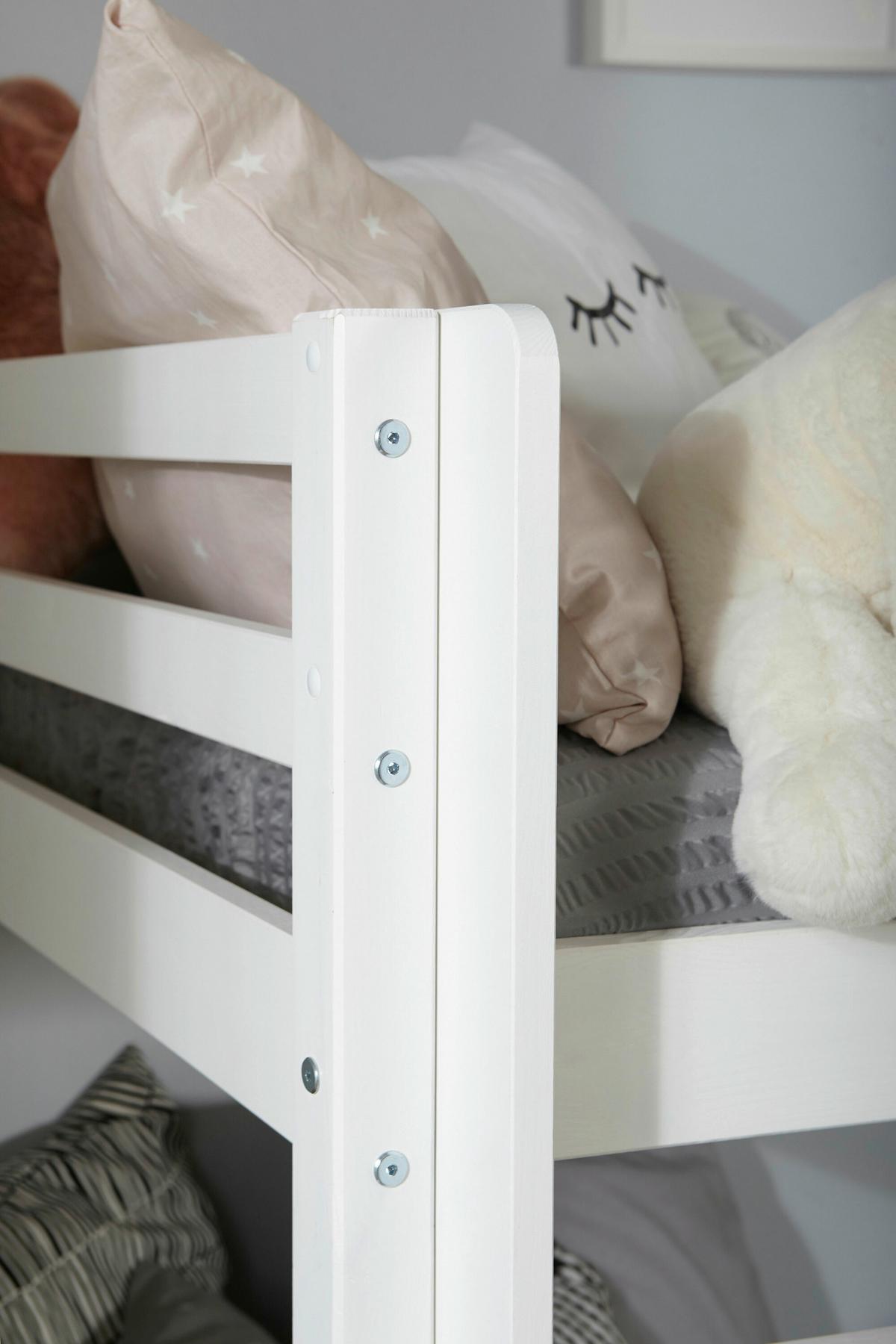 Etagenbett Finn Weiß Kiefer Massiv Mit Leiter - Weiß, MODERN, Holz (90/200cm) - MID.YOU