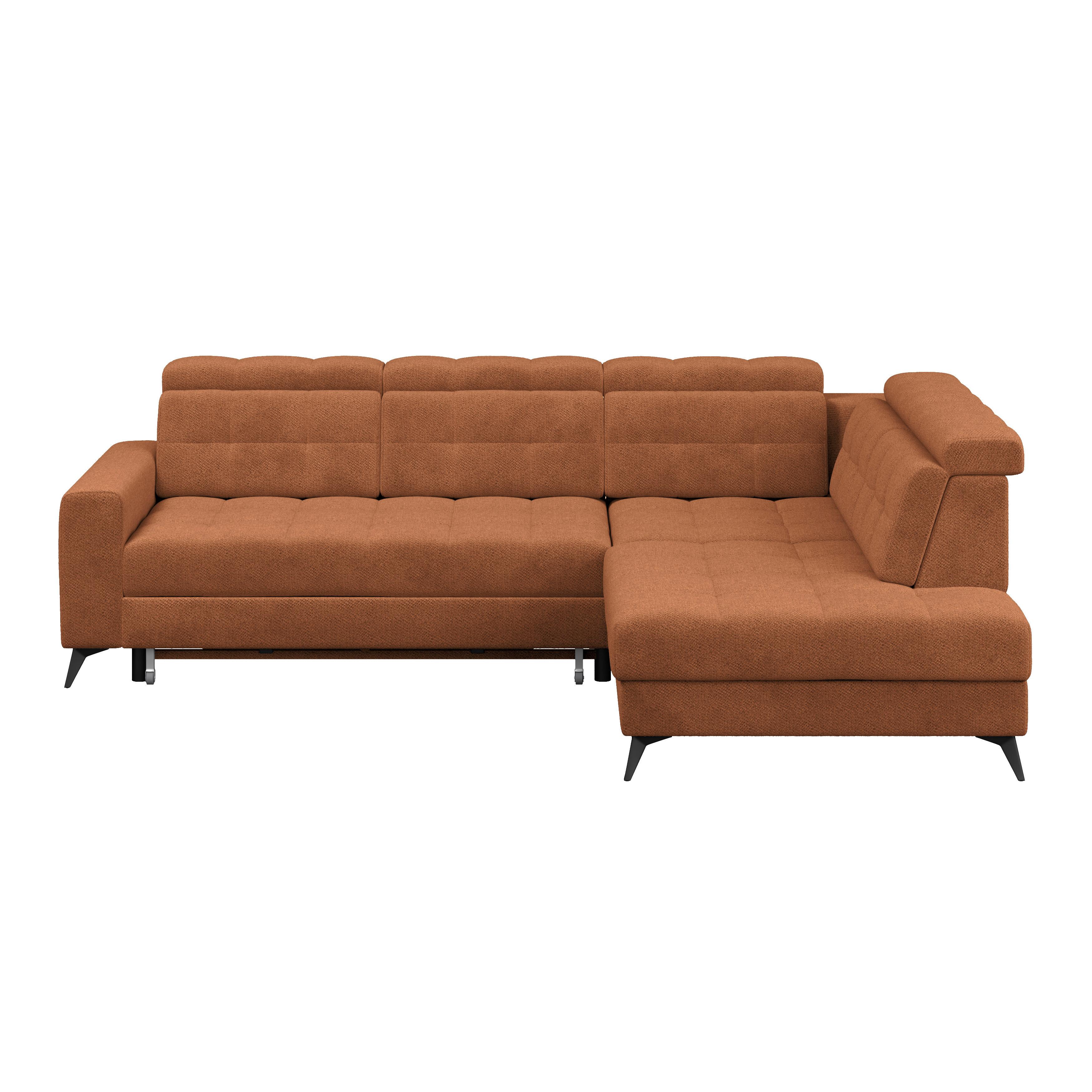 Ecksofa Barletta new Velours terracotta, 289x228cm