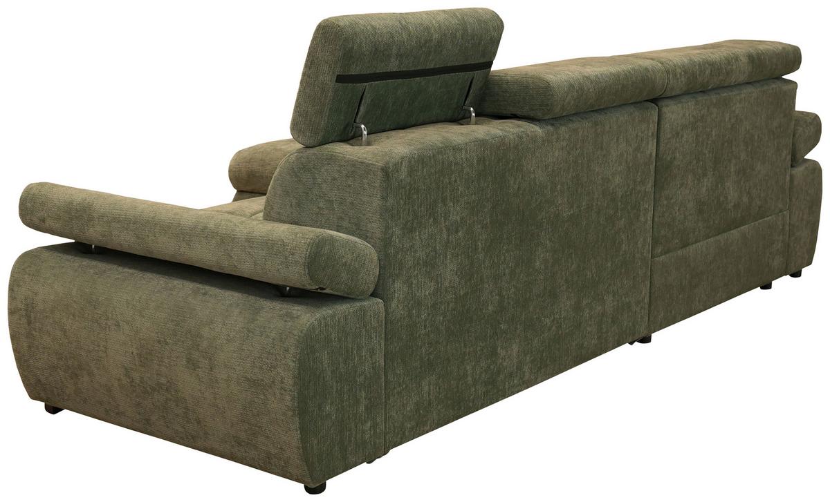Rohová sedačka VEGAS, levá, lesní zelená žinylka - černá/lesní zelená, Design, dřevo/textil (173/294cm)