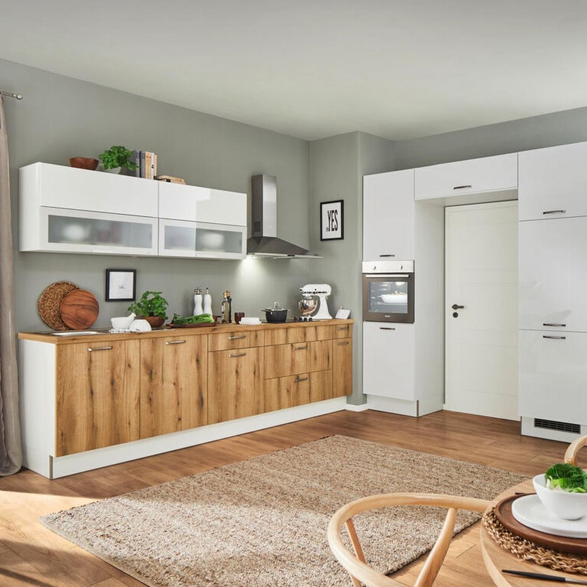 Einbauküchen Pn 220/100 Frei Planbar Modernes Design - Eichefarben, Holzwerkstoff - Pino