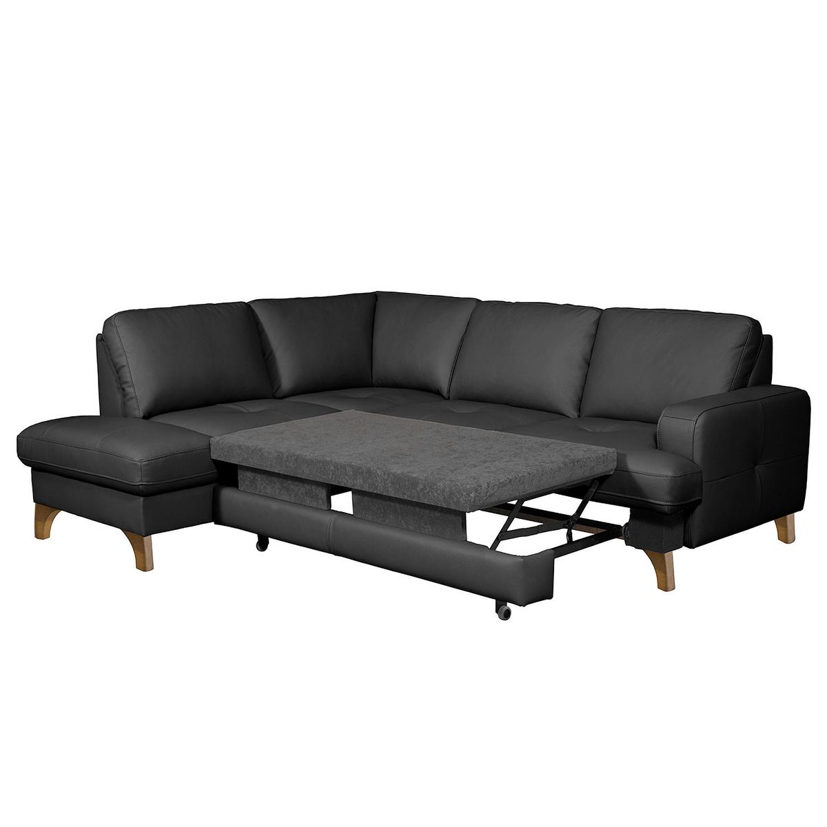 Ecksofa Fargo Schwarz B: 190x234 Cm - Buchefarben/Schwarz, Design, Leder/Textil (190/234cm) - Livetastic
