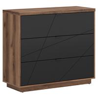 Kommode 106 cm Forn, Schwarz/Eiche Dekor - Eichefarben/Schwarz, MODERN, Holzwerkstoff (106/93/42,5cm) - MID.YOU