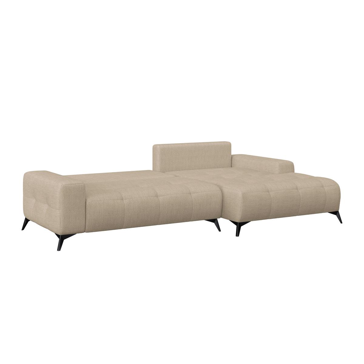 Ecksofa Mauro Beige, Mit Schlaffunktion - Beige/Schwarz, Trend, Textil (290/175cm) - Luca Bessoni