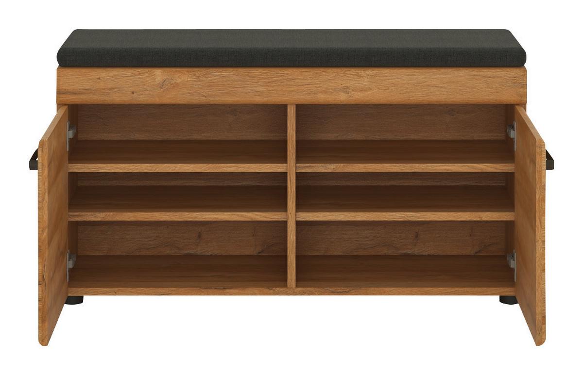 Előszobapad Cortina - tölgyfa színű/antracit, Trend, faalapú anyag/textil (92,8/47/38cm)