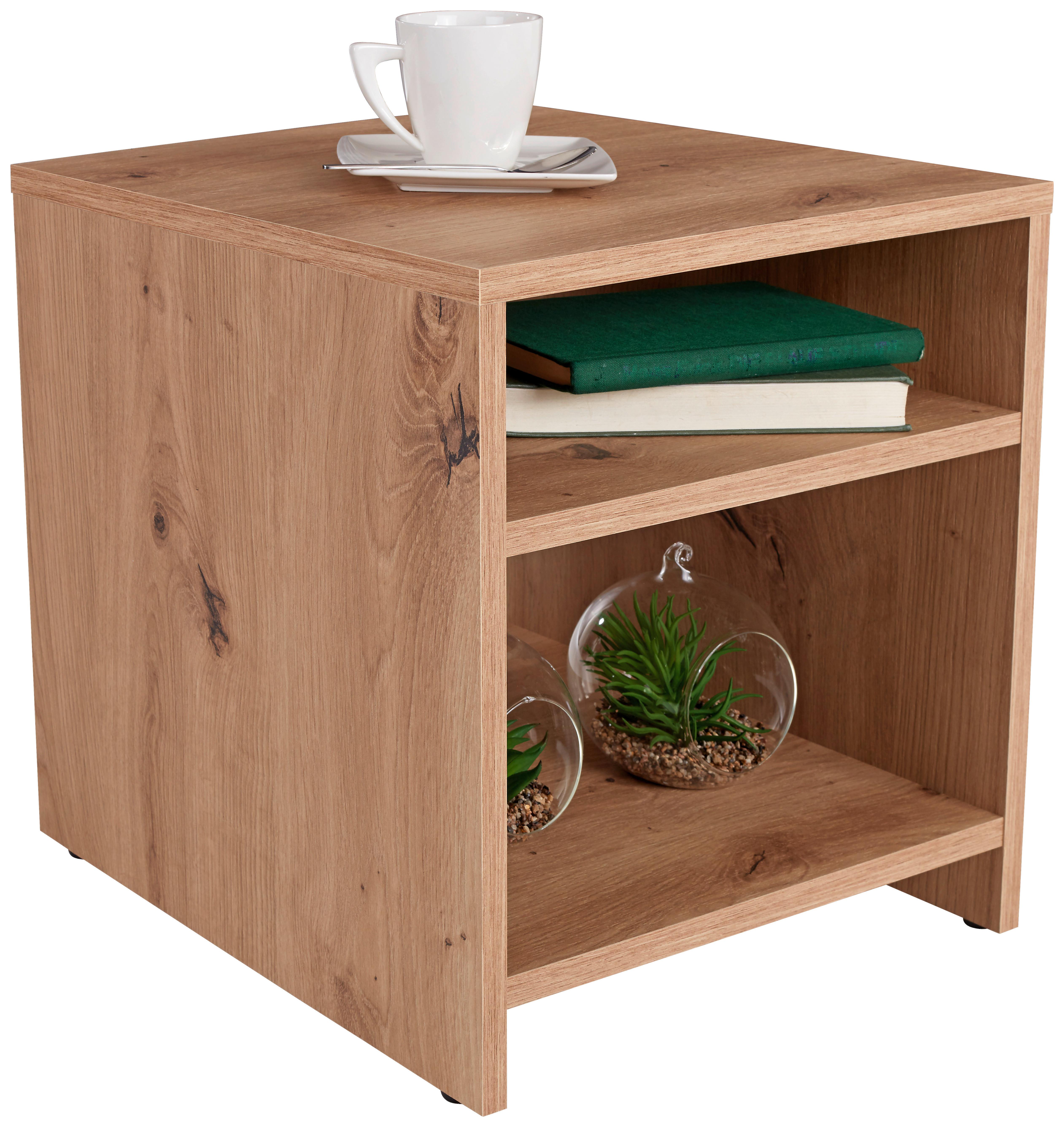 Beistelltisch 2 Ablagefächer Luca Artisan Eiche Dekor - Dunkelbraun, MODERN, Holzwerkstoff (40/40/37cm)
