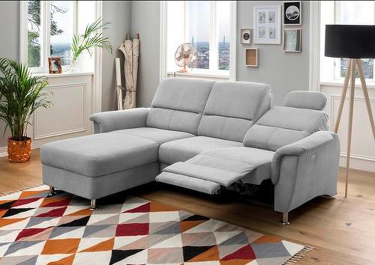 Ecksofa mit Relaxfunktion + USB Anschluss Parole, Mikrof. - Chromfarben/Silberfarben, MODERN, Textil (165/231cm) - Livetastic