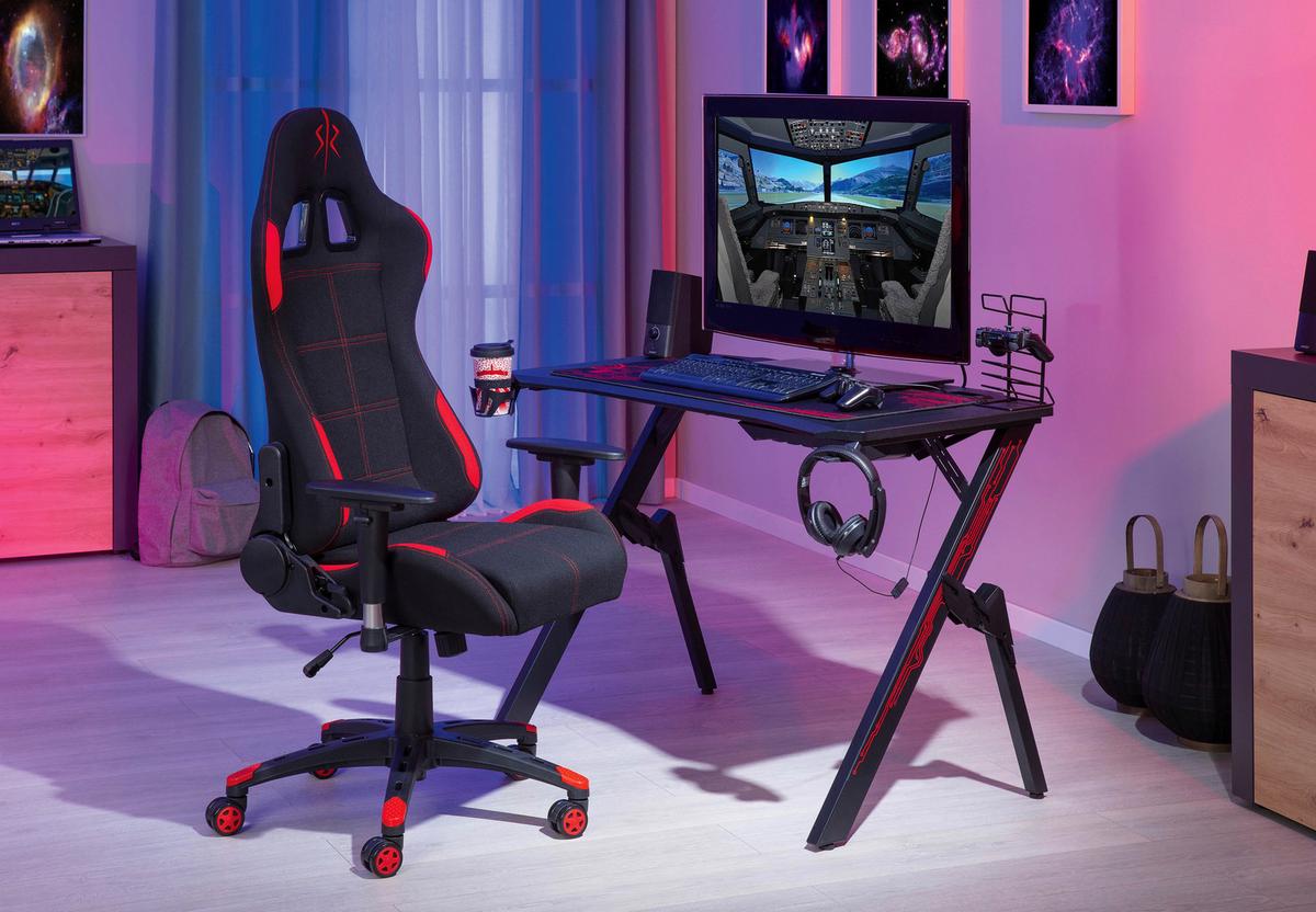 Hráčská židle GAMING RED - černá/červená, Moderní, textil/plast (69/125/50cm) - MID.YOU