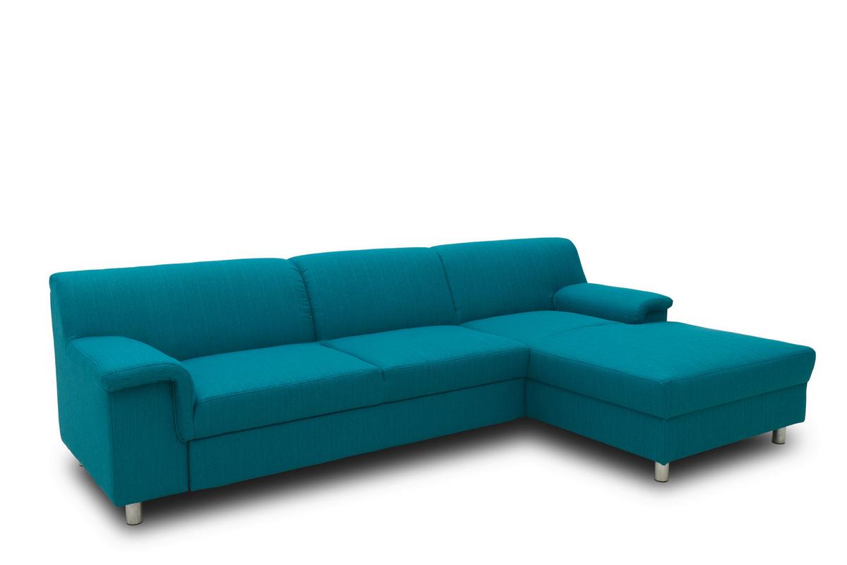 Ecksofa Mit Schlaffunktion Jamie Chromfarben Webstoff - Chromfarben/Petrol, KONVENTIONELL, Textil (252/150cm) - MID.YOU
