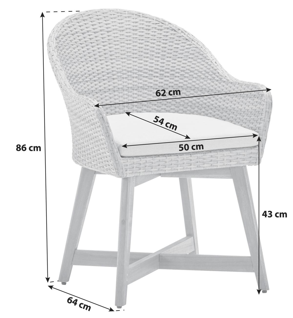 Gartensessel Melanie Aus Kunststoffgeflecht Mit Polster - Hellbraun, MODERN, Holz/Kunststoff (62/86/64cm) - Beldano
